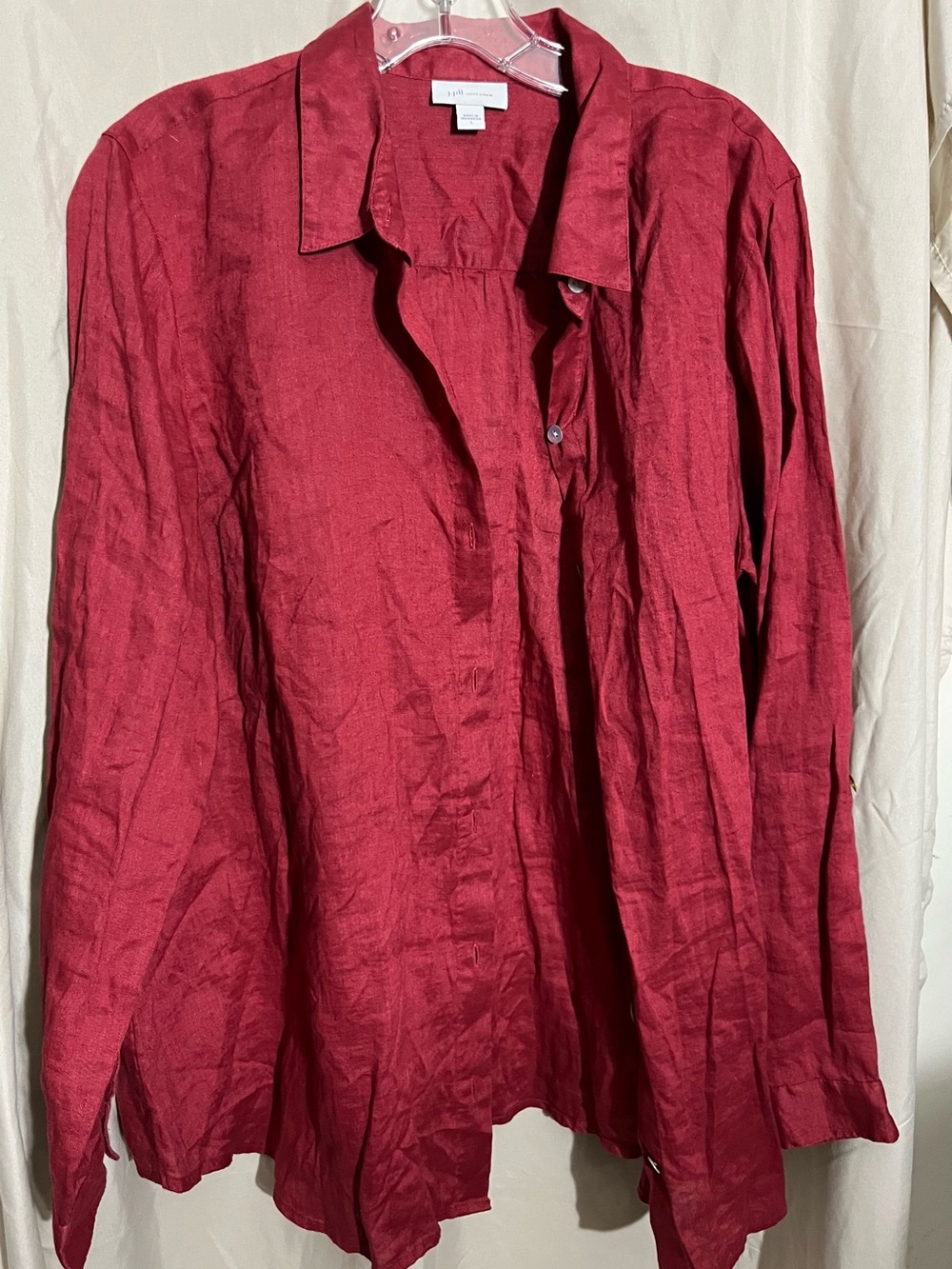 J. Jill Crimson Red Men's Casual Button-Down Shirt